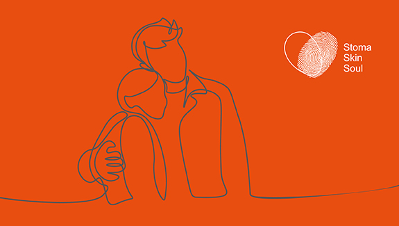 man-observing-stoma-pouch-on-his-abdomen-thinking-about-body-image-concerns-with-a-stoma